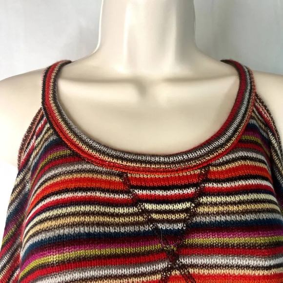 Cherish Cold Shoulder Multicolor Striped Knit Tunic Sweater Size Medium - Picture 5 of 10